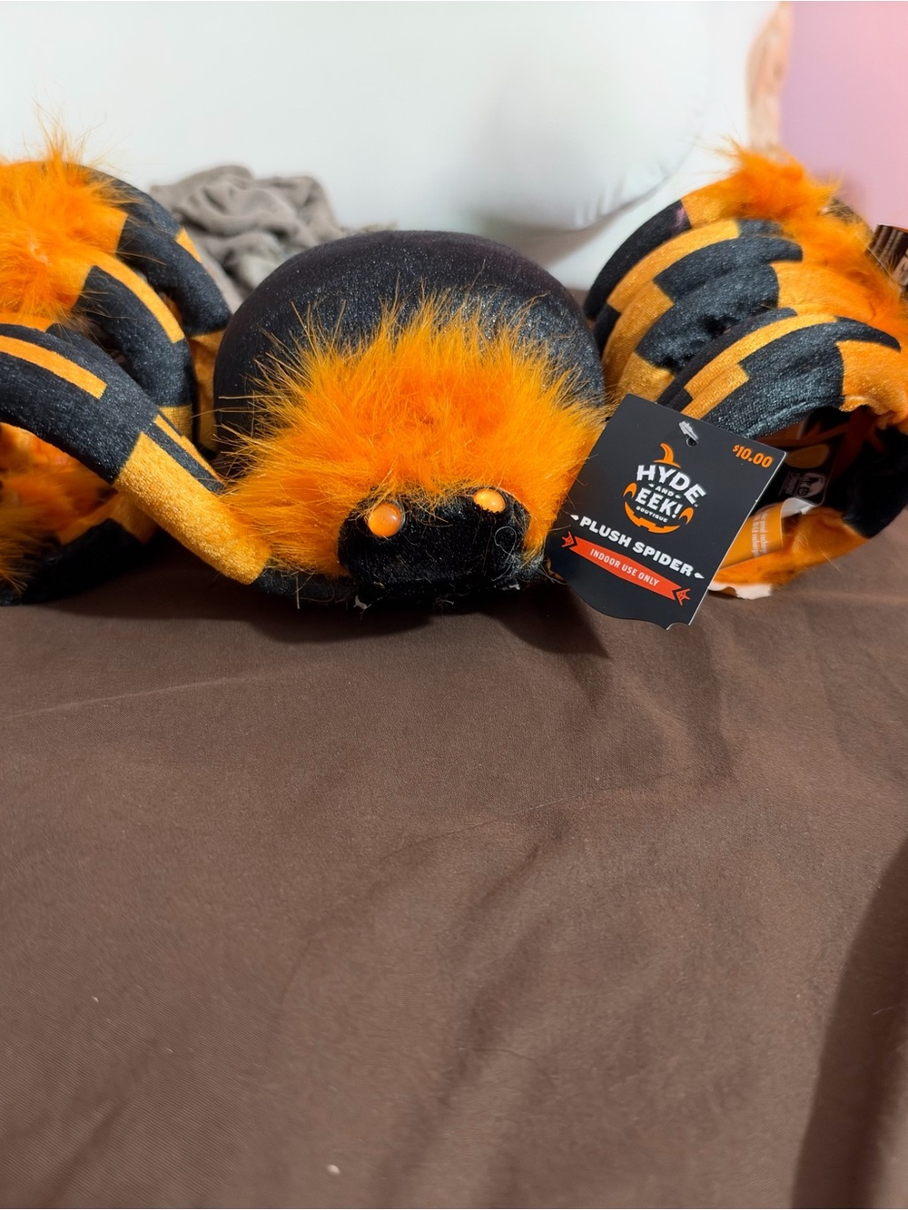 Plush Spider Decoration- Orange and Black